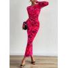 imagePRETTYGARDEN Fall Dresses for Women 2025 Long Sleeve Floral Mesh Sexy Bodycon Homecoming Wedding Guest Cocktail Maxi DressRose Red Floral