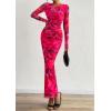 imagePRETTYGARDEN Fall Dresses for Women 2025 Long Sleeve Floral Mesh Sexy Bodycon Homecoming Wedding Guest Cocktail Maxi DressRose Red Floral