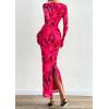 imagePRETTYGARDEN Fall Dresses for Women 2025 Long Sleeve Floral Mesh Sexy Bodycon Homecoming Wedding Guest Cocktail Maxi DressRose Red Floral