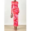 imagePRETTYGARDEN Fall Dresses for Women 2025 Long Sleeve Floral Mesh Sexy Bodycon Homecoming Wedding Guest Cocktail Maxi DressYellow Pink Floral