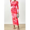 imagePRETTYGARDEN Fall Dresses for Women 2025 Long Sleeve Floral Mesh Sexy Bodycon Homecoming Wedding Guest Cocktail Maxi DressYellow Pink Floral