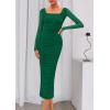 imagePRETTYGARDEN Fall Wedding Guest Dresses for Women 2025 Ruched Bodycon Midi Long Sleeve Formal Cocktail DressDark Green