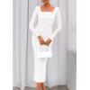 imagePRETTYGARDEN Fall Wedding Guest Dresses for Women 2025 Ruched Bodycon Midi Long Sleeve Formal Cocktail DressWhite