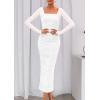 imagePRETTYGARDEN Fall Wedding Guest Dresses for Women 2025 Ruched Bodycon Midi Long Sleeve Formal Cocktail DressWhite