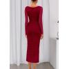 imagePRETTYGARDEN Fall Wedding Guest Dresses for Women 2025 Ruched Bodycon Midi Long Sleeve Formal Cocktail DressWine Red