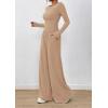 imagePRETTYGARDEN Womens 2 Piece Lounge Sets 2025 Fall Fashion Long Sleeve Crop Top Wide Leg Pants Matching Sets ClothingApricot