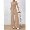 imagePRETTYGARDEN Womens 2 Piece Lounge Sets 2025 Fall Fashion Long Sleeve Crop Top Wide Leg Pants Matching Sets ClothingApricot