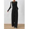 imagePRETTYGARDEN Womens 2 Piece Lounge Sets 2025 Fall Fashion Long Sleeve Crop Top Wide Leg Pants Matching Sets ClothingBlack