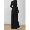 imagePRETTYGARDEN Womens 2 Piece Lounge Sets 2025 Fall Fashion Long Sleeve Crop Top Wide Leg Pants Matching Sets ClothingBlack