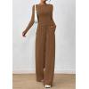 imagePRETTYGARDEN Womens 2 Piece Lounge Sets 2025 Fall Fashion Long Sleeve Crop Top Wide Leg Pants Matching Sets ClothingDark Khaki