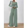 imagePRETTYGARDEN Womens 2 Piece Lounge Sets 2025 Fall Fashion Long Sleeve Crop Top Wide Leg Pants Matching Sets ClothingGreen