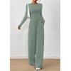 imagePRETTYGARDEN Womens 2 Piece Lounge Sets 2025 Fall Fashion Long Sleeve Crop Top Wide Leg Pants Matching Sets ClothingGreen