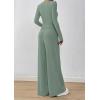 imagePRETTYGARDEN Womens 2 Piece Lounge Sets 2025 Fall Fashion Long Sleeve Crop Top Wide Leg Pants Matching Sets ClothingGreen
