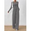 imagePRETTYGARDEN Womens 2 Piece Lounge Sets 2025 Fall Fashion Long Sleeve Crop Top Wide Leg Pants Matching Sets ClothingGrey