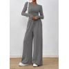 imagePRETTYGARDEN Womens 2 Piece Lounge Sets 2025 Fall Fashion Long Sleeve Crop Top Wide Leg Pants Matching Sets ClothingGrey