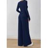 imagePRETTYGARDEN Womens 2 Piece Lounge Sets 2025 Fall Fashion Long Sleeve Crop Top Wide Leg Pants Matching Sets ClothingNavy