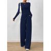 imagePRETTYGARDEN Womens 2 Piece Lounge Sets 2025 Fall Fashion Long Sleeve Crop Top Wide Leg Pants Matching Sets ClothingNavy