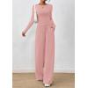 imagePRETTYGARDEN Womens 2 Piece Lounge Sets 2025 Fall Fashion Long Sleeve Crop Top Wide Leg Pants Matching Sets ClothingPink