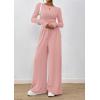 imagePRETTYGARDEN Womens 2 Piece Lounge Sets 2025 Fall Fashion Long Sleeve Crop Top Wide Leg Pants Matching Sets ClothingPink