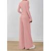 imagePRETTYGARDEN Womens 2 Piece Lounge Sets 2025 Fall Fashion Long Sleeve Crop Top Wide Leg Pants Matching Sets ClothingPink