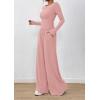 imagePRETTYGARDEN Womens 2 Piece Lounge Sets 2025 Fall Fashion Long Sleeve Crop Top Wide Leg Pants Matching Sets ClothingPink