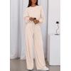 imagePRETTYGARDEN Womens 2 Piece Sets Long Sleeve Sweatshirt Wide Leg Pants Loose Matching Lounge Set Trendy Fall OutfitsBeige