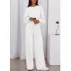 imagePRETTYGARDEN Womens 2 Piece Sets Long Sleeve Sweatshirt Wide Leg Pants Loose Matching Lounge Set Trendy Fall OutfitsWhite