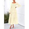 imagePRETTYGARDEN Womens 2025 Fall Floral Midi Dress Long Sleeve Smocked A Line Long Flowy Elegant Wedding Guest DressesBeige