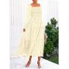 imagePRETTYGARDEN Womens 2025 Fall Floral Midi Dress Long Sleeve Smocked A Line Long Flowy Elegant Wedding Guest DressesBeige