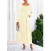 imagePRETTYGARDEN Womens 2025 Fall Floral Midi Dress Long Sleeve Smocked A Line Long Flowy Elegant Wedding Guest DressesBeige