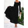 imagePRETTYGARDEN Womens 2025 Fall Floral Midi Dress Long Sleeve Smocked A Line Long Flowy Elegant Wedding Guest DressesBlack