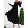 imagePRETTYGARDEN Womens 2025 Fall Floral Midi Dress Long Sleeve Smocked A Line Long Flowy Elegant Wedding Guest DressesBlack