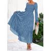 imagePRETTYGARDEN Womens 2025 Fall Floral Midi Dress Long Sleeve Smocked A Line Long Flowy Elegant Wedding Guest DressesBlue