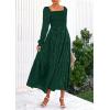 imagePRETTYGARDEN Womens 2025 Fall Floral Midi Dress Long Sleeve Smocked A Line Long Flowy Elegant Wedding Guest DressesDark Green