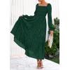 imagePRETTYGARDEN Womens 2025 Fall Floral Midi Dress Long Sleeve Smocked A Line Long Flowy Elegant Wedding Guest DressesDark Green