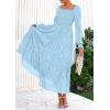 imagePRETTYGARDEN Womens 2025 Fall Floral Midi Dress Long Sleeve Smocked A Line Long Flowy Elegant Wedding Guest DressesLight Blue