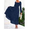 imagePRETTYGARDEN Womens 2025 Fall Floral Midi Dress Long Sleeve Smocked A Line Long Flowy Elegant Wedding Guest DressesNavy Blue