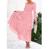 imagePRETTYGARDEN Womens 2025 Fall Floral Midi Dress Long Sleeve Smocked A Line Long Flowy Elegant Wedding Guest DressesPink