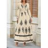 imagePRETTYGARDEN Womens 2025 Fall Wedding Guest Dresses Boho Floral Long Sleeve V Neck Flowy Elegant Maxi Dress Beach ClothesFloral Apricot Black
