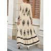 imagePRETTYGARDEN Womens 2025 Fall Wedding Guest Dresses Boho Floral Long Sleeve V Neck Flowy Elegant Maxi Dress Beach ClothesFloral Apricot Black