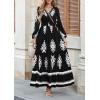 imagePRETTYGARDEN Womens 2025 Fall Wedding Guest Dresses Boho Floral Long Sleeve V Neck Flowy Elegant Maxi Dress Beach ClothesFloral Black White