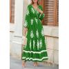 imagePRETTYGARDEN Womens 2025 Fall Wedding Guest Dresses Boho Floral Long Sleeve V Neck Flowy Elegant Maxi Dress Beach ClothesFloral Green White