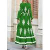 imagePRETTYGARDEN Womens 2025 Fall Wedding Guest Dresses Boho Floral Long Sleeve V Neck Flowy Elegant Maxi Dress Beach ClothesFloral Green White