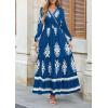 imagePRETTYGARDEN Womens 2025 Fall Wedding Guest Dresses Boho Floral Long Sleeve V Neck Flowy Elegant Maxi Dress Beach ClothesFloral Lake Blue White