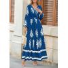 imagePRETTYGARDEN Womens 2025 Fall Wedding Guest Dresses Boho Floral Long Sleeve V Neck Flowy Elegant Maxi Dress Beach ClothesFloral Lake Blue White