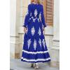 imagePRETTYGARDEN Womens 2025 Fall Wedding Guest Dresses Boho Floral Long Sleeve V Neck Flowy Elegant Maxi Dress Beach ClothesFloral Royal Blue White