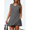 imagePRETTYGARDEN Womens 2025 Summer 2 Piece Shorts Sets V Neck Long Tank Tops High Waisted Loose Fit Matching Travel OutfitsDark Grey