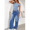 imagePRETTYGARDEN Womens 2025 Summer Off The Shoulder Crop Cute Tops Sleeveless One Shoulder Ruched Y2K Going Out Tank TopLight Blue