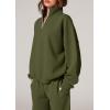 imagePRETTYGARDEN Womens Casual Two Piece Sets Fall 2025 Outfits Quarter Zip Sweatshirts Straight Leg Pants Sweatsuits TracksuitArmy Green