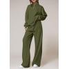 imagePRETTYGARDEN Womens Casual Two Piece Sets Fall 2025 Outfits Quarter Zip Sweatshirts Straight Leg Pants Sweatsuits TracksuitArmy Green